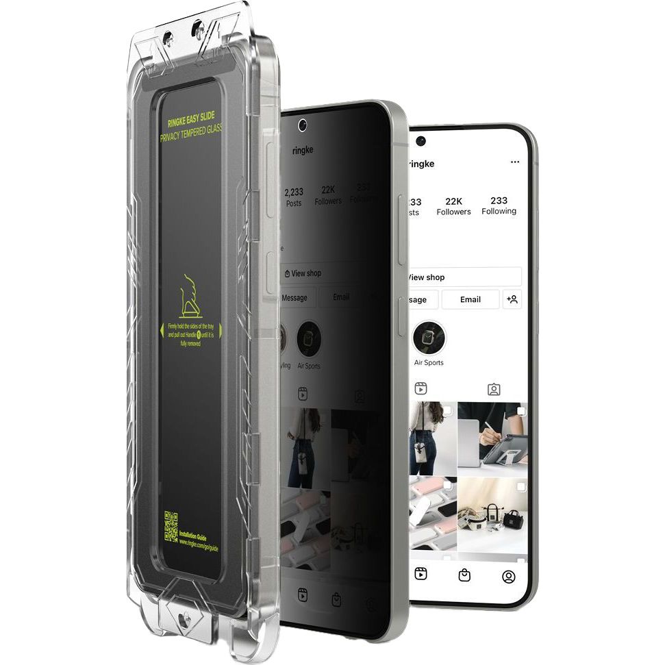 Szkło prywatyzujące na ekran z aplikatorem Ringke Easy Slide 2-Pack Privacy do Samsung Galaxy S25, 2 sztuki